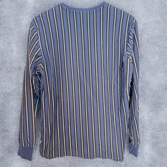 HUF Worldwide Striped Long Sleeve T Shirt Blue Cotton Size Medium - Picture 2 of 6